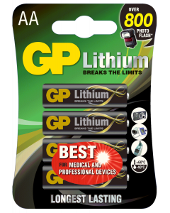GP Lithium AA Battery Card of 4