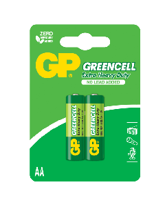 GP Greencell Carbon Zinc AA Card of 2